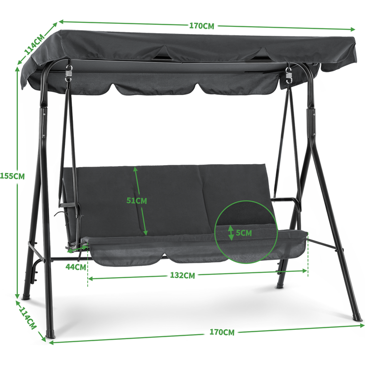 MCombo 3-Sitzer Hollywoodschaukel Gartenschaukel Gartenliege Schaukelbank 8003EY – Bild 5
