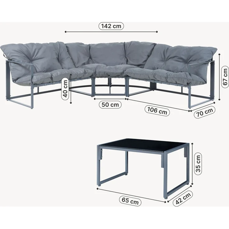 Loungeset Karg Dunkelgrau [casa. pro] – Bild 2