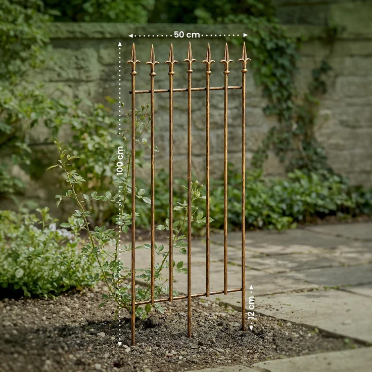 Rankgitter FREYA - 50x0,7x100cm, Metall, Bronze | Rankhilfe Kletterpflanzen Gartendekoration – Bild 2