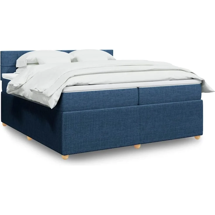 vidaXL Boxspringbett mit Matratze Blau 200x200 cm Stoff 3289869 – Bild 1