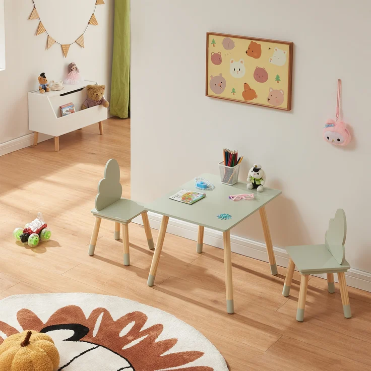 Kindersitzgruppe Hovle mit Wolken-Design Mintgrün [en. casa] – Bild 2