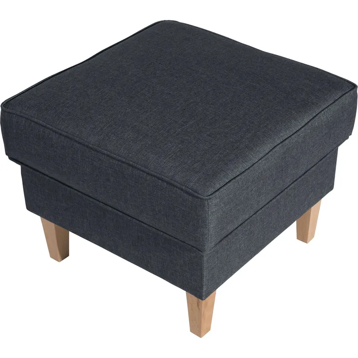 Hocker Karlen Bezug Flachgewebe Buche natur / denim 22025