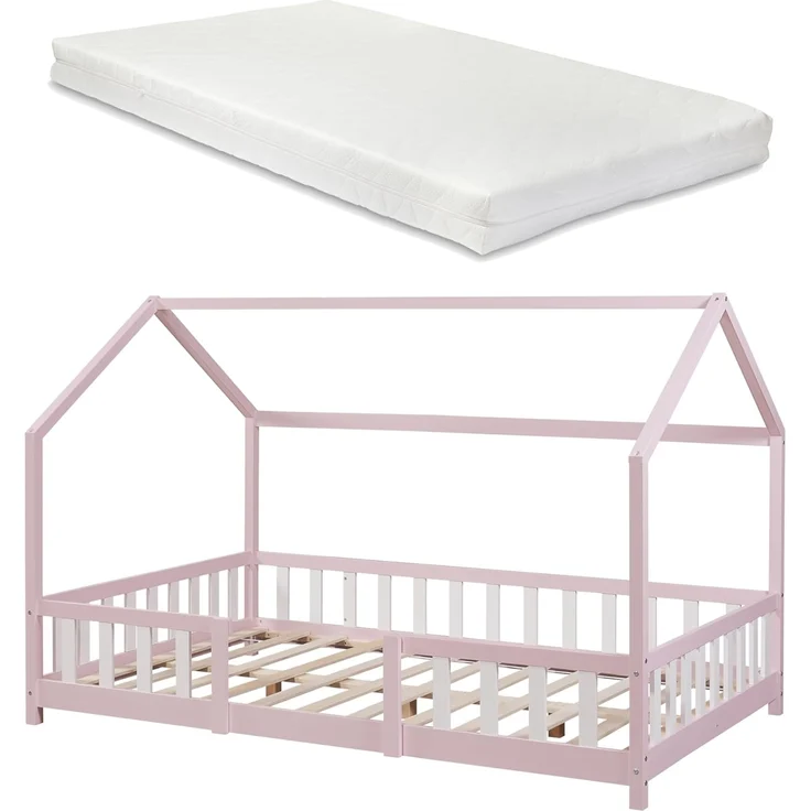 Kinderbett Sisimiut mit Matratze 120x200 cm Rosa / Weiß [en. casa] – Bild 1