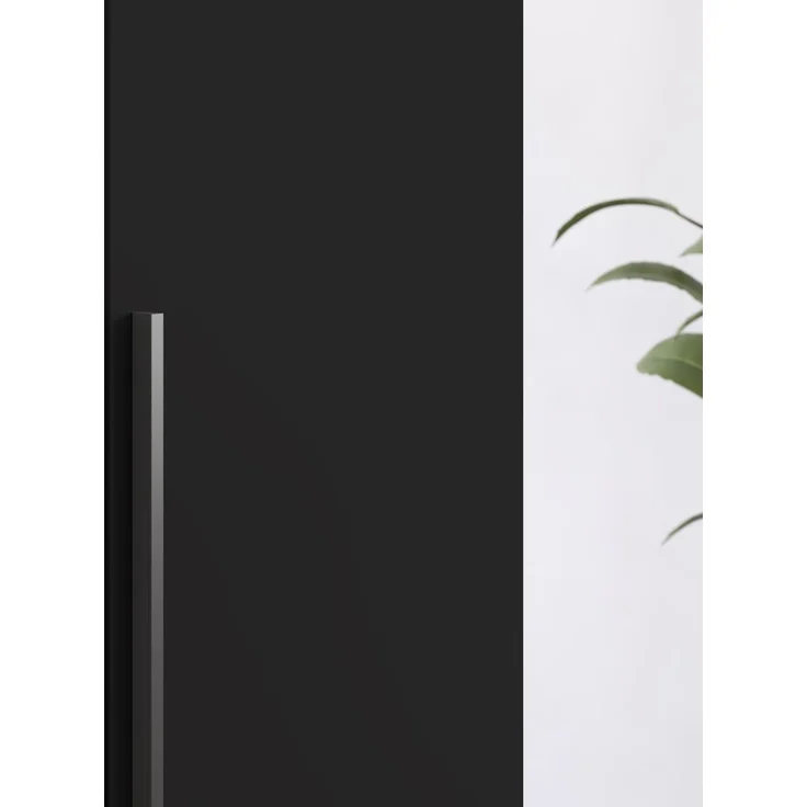 rauch Montclar Kleiderschrank 4-türig, mit 7 Einlegeböden, 2 Kleiderstangen, 1 Schubkasteneinsatz, 1 Inneneinteilung, 1 Innenspiegel, Farbe Schwarz, BxHxT 201x223x60 cm – Bild 2