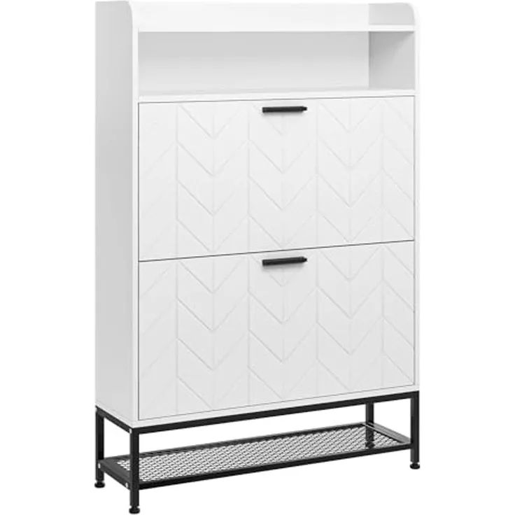 YITAHOME Schuhschrank mit 2 Klappen, Schuhschranks Weiss, Schuhschrank Schuhkipper Schmal, Schuhablage Verstellbar,117 x 24 x 80 cm, für Eingangsbereich, Flur