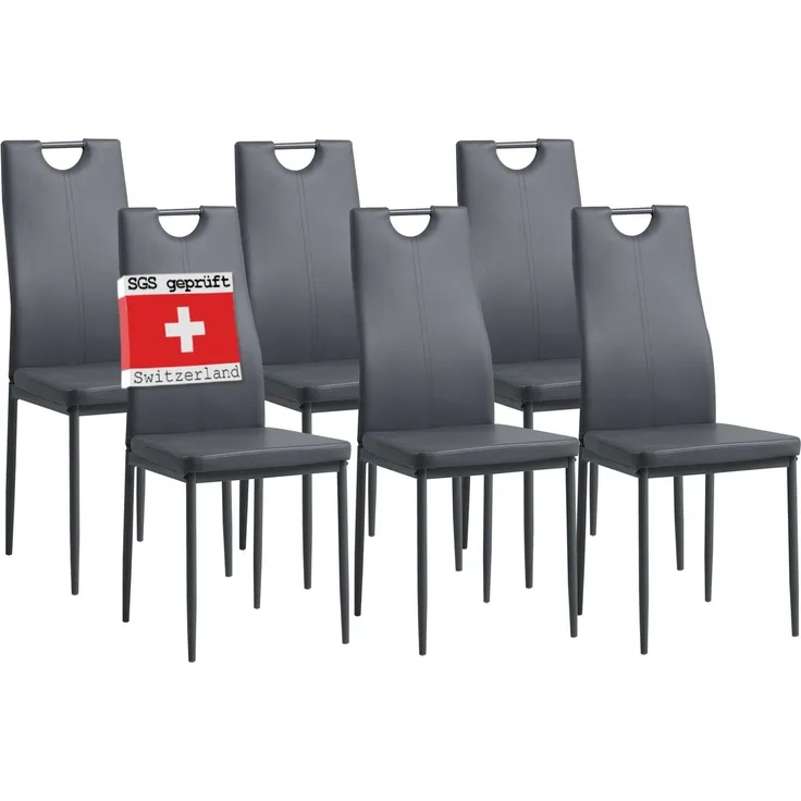 Albatros Esszimmerstühle SALERNO 6er Set, Grau - Edles Italienisches Design, Polsterstuhl Kunstleder-Bezug, Modern und Stilvoll am Esstisch - Küchenstuhl, Stuhl Esszimmer hohe Belastbarkeit