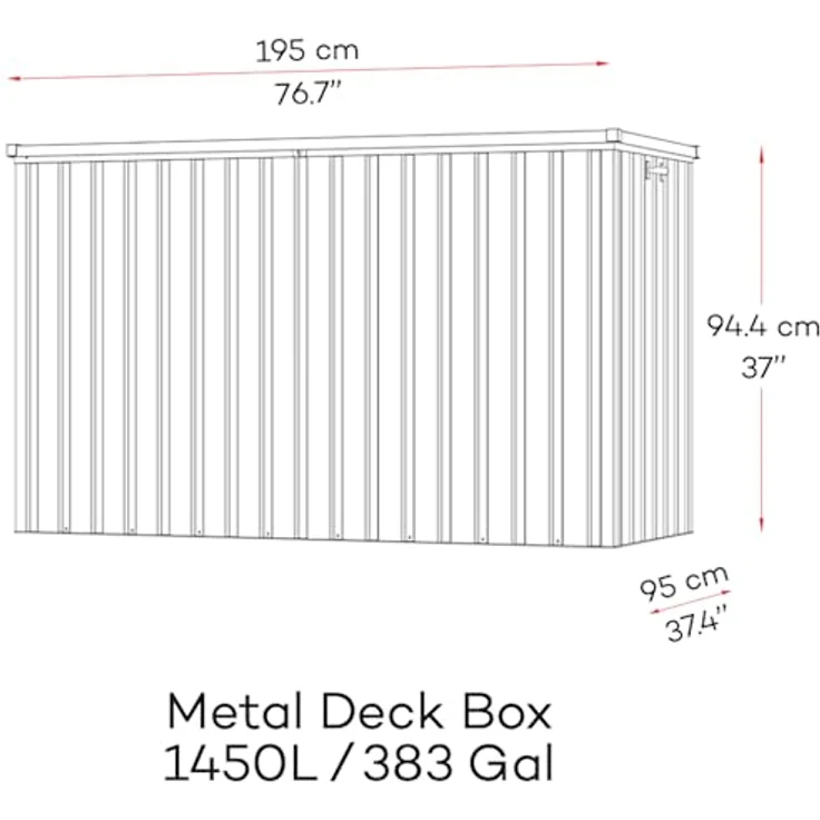 Duramax DH 1.9 (1450 L) Kissenbox aus Metall mit hydraulischer Gasdruckfeder und Vorhängeschlossöse, Terrassenbox und Gartenmöbelaufbewahrung für den Außenbereich, Holzmaserung – Bild 7