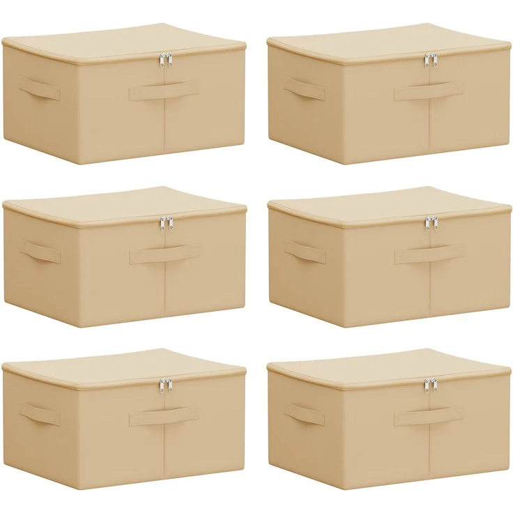 vidaXL Aufbewahrungsbox 6 stk. Vliesstoff 50 x 30 x 25 cm 37,5 L Creme 42024603 – Bild 1