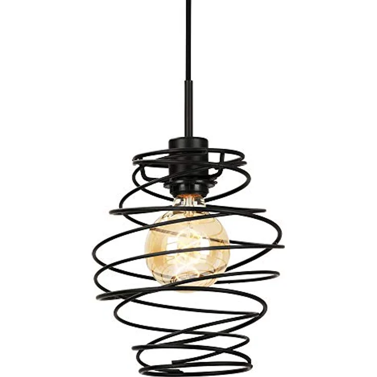 Briloner Pendelleuchte SWIRL, Hängelampe mit dekorativen Metallspiralen, 60 W, IP20, schwarz, Ø 21 cm, exkl. 1x E27 – Bild 3