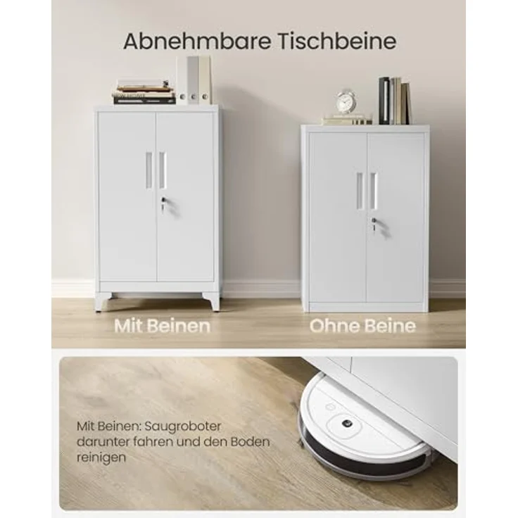 Songmics Aktenschrank, mit 2 Türen, abschließbar, Stahl mattgrau, 90 x 40 x 60 cm – Bild 6