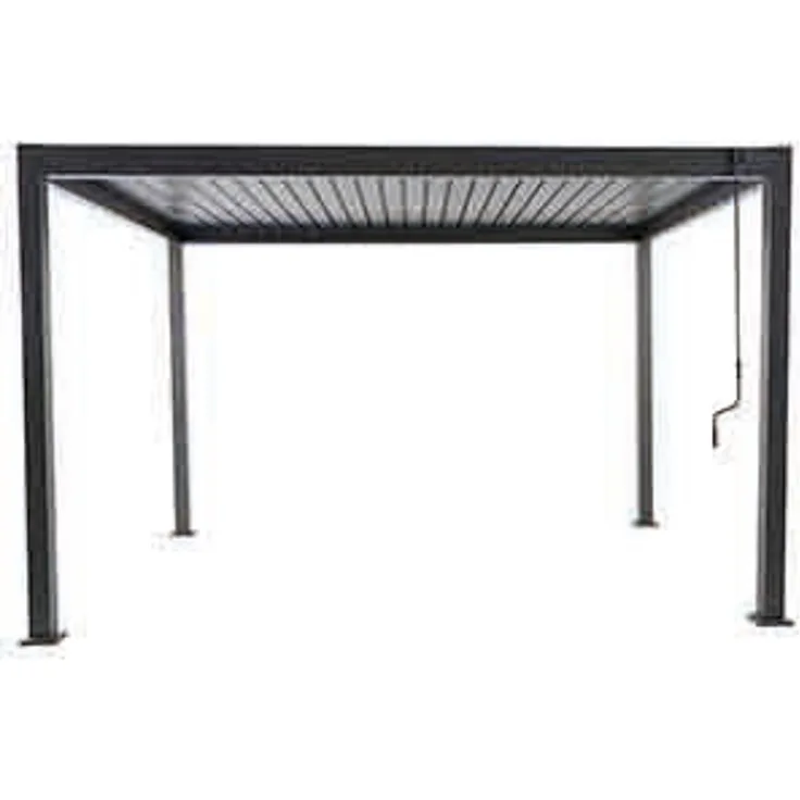 LINO Lamellenpavillon 300x300 Aluminium Lamellen, Pavillon Grau pulverbesch, Lamellen verstellbar