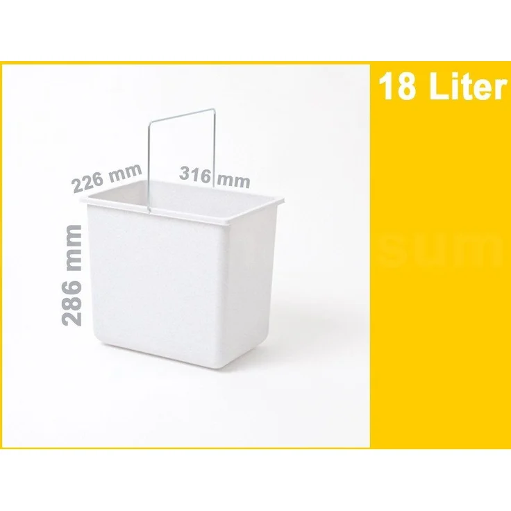 Hailo Einbaumülleimer Hailo Inneneimer 1086249 hellgrau 18 L 316 x 226 x 286 mm mit Henkel – Bild 2