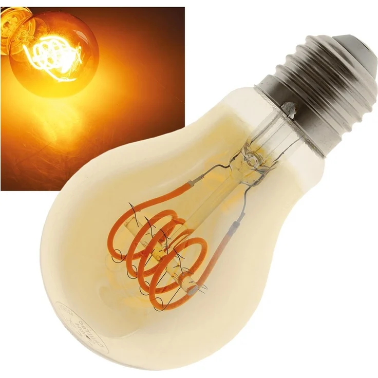 LED Glühlampe E27 "Vintage G70" 2200k, 249lm, 230V/4W, warmweiß/amber – Bild 1