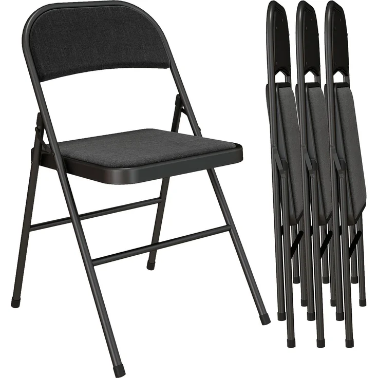 HOMCOM Klappstühle, Polyester, Stahl, Schwarz, 46L x 45B x 78H cm – Bild 1