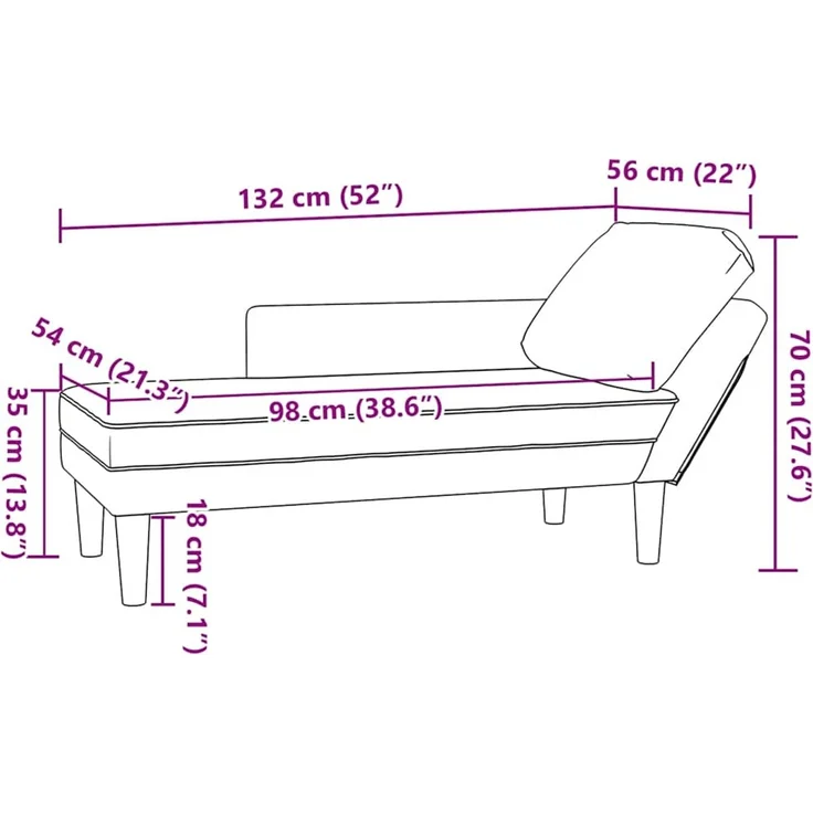 vidaXL Chaiselongue mit Kissen Rot-orange Cordstoff 4009822 – Bild 9