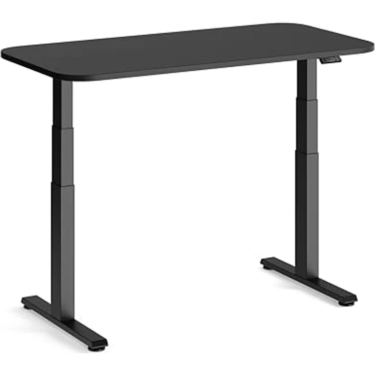 Steelcase Solo Elektromotorisch höhenverstellbarer Homeoffice-Schreibtisch, programmierbares Bedienpaneel, Antikollisionssensor und Kabelnetz, Tischplatte in Schwarz, Gestell in Perlschwarz – Bild 4