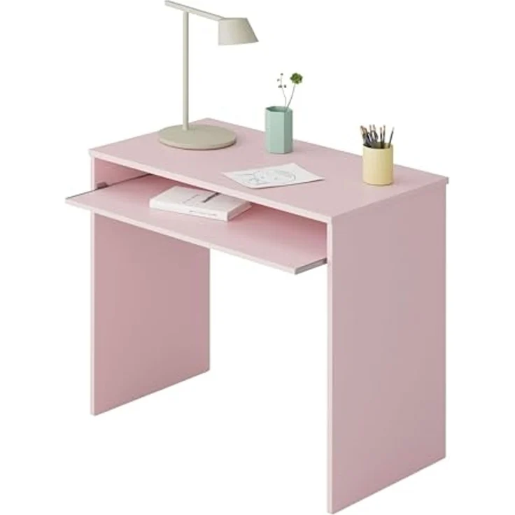 Habitdesign, Computertisch mit abnehmbarem Tablett, Jugendschreibtisch, Rosa, Maße: 90 x 79 x 54 cm (B x H x T), Modell I-Joy – Bild 1