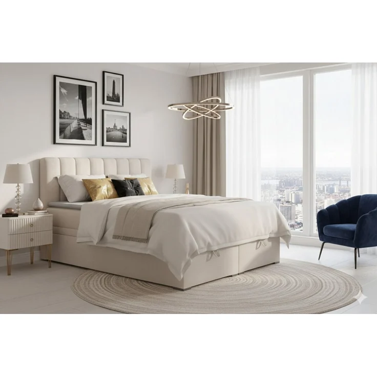 Deine Möbel 24 Boxspringbett DAVID Boxbett Polsterbett Komplettbett Bett mit einer Matratze H4 (Taschenfederkernmatratzen 7 Zonen H4 Creme Grau Hellgrau Schwarz Anthrazit Beige Samt Velour, 3-St, Taschen-federkernmatratze 7 Zonen H4 PREMIUM Bett), 120x... – Bild 2