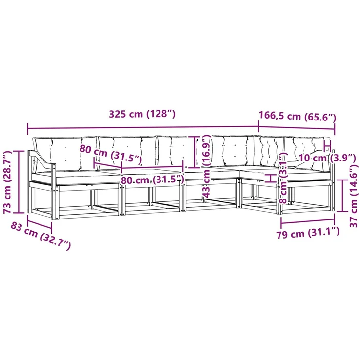 vidaXL Outdoor-Sofagarnitur 5 stk. 5-Sitzer Natur und Hellgrau 3367594 – Bild 9