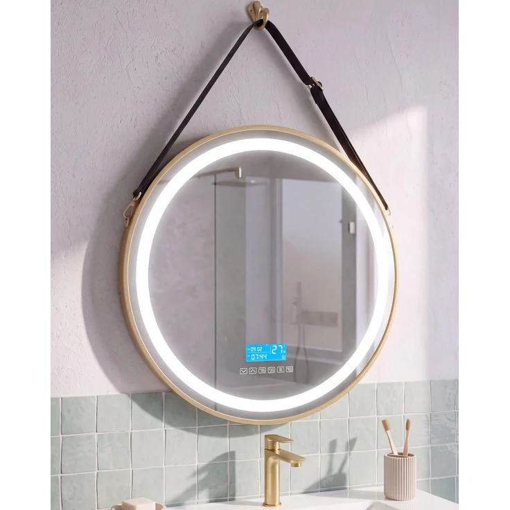 LED-Badezimmer-Spiegel DAROIS 60 cm x 60 cm mit Bluetooth-Lautsprecher Gold – Bild 3
