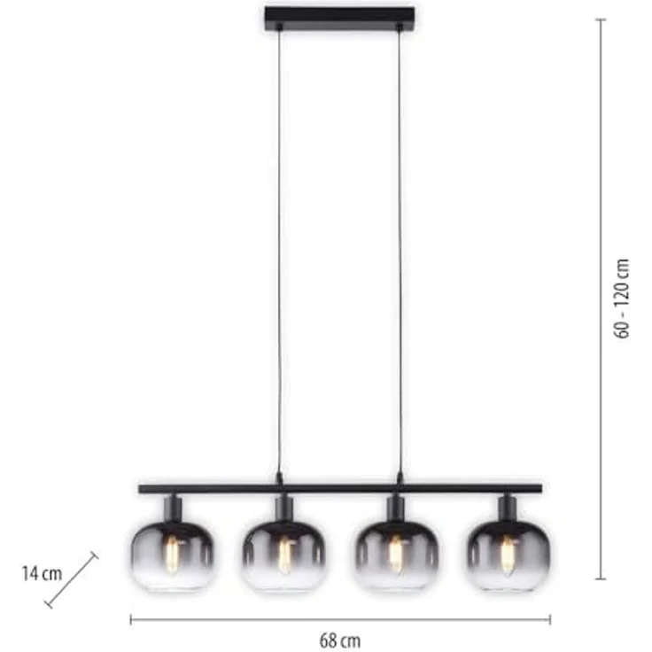 JUST LIGHT 15421-18 Pendelleuchte ZEA 4-flammig schwarz rauchglas – Bild 6