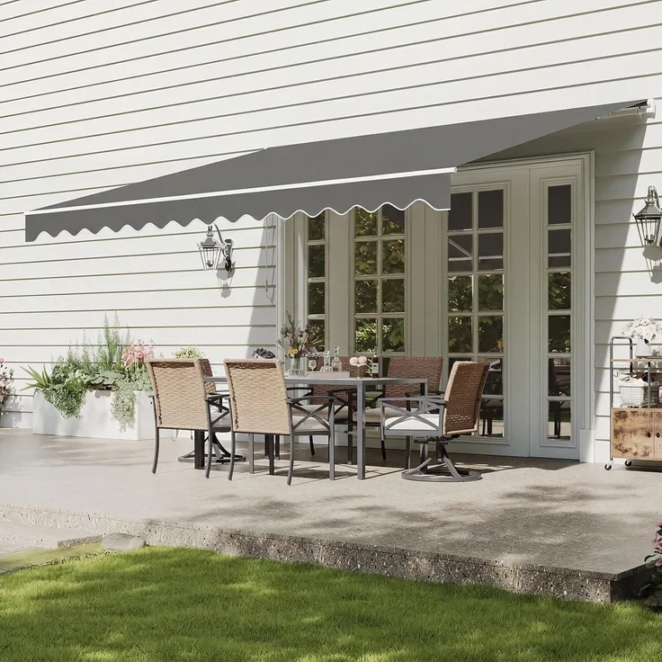 Aoxun Gelenkarmmarkise, Markise Balkon für die Terrasse/Garten mit Handkurbel, UV-beständige und wasserdichte Überdachung, Markise Sonnenschutz, 2,5 x 2 M, Grau