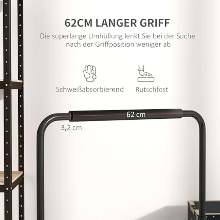 SPORTNOW Liegestützgriffe 2er Set 80-100 cm Höhenverstellbar Push up Bars (Parallettes, 2-St, Push Up Griffe), für Muskeltraining und Krafttraining Stahl Schwarz – Bild 5