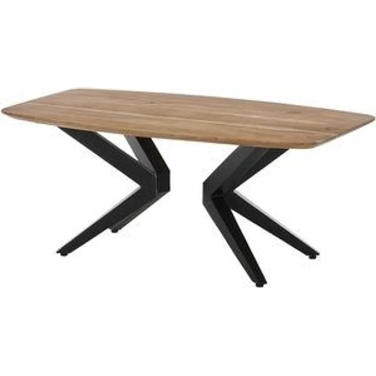 Stella Trading Bill Couchtisch Massivholz Akazie - Moderner Wohnzimmertisch mit schwarzem Metallgestell - 110 x 45 x 60 cm (B/H/T) – Bild 6
