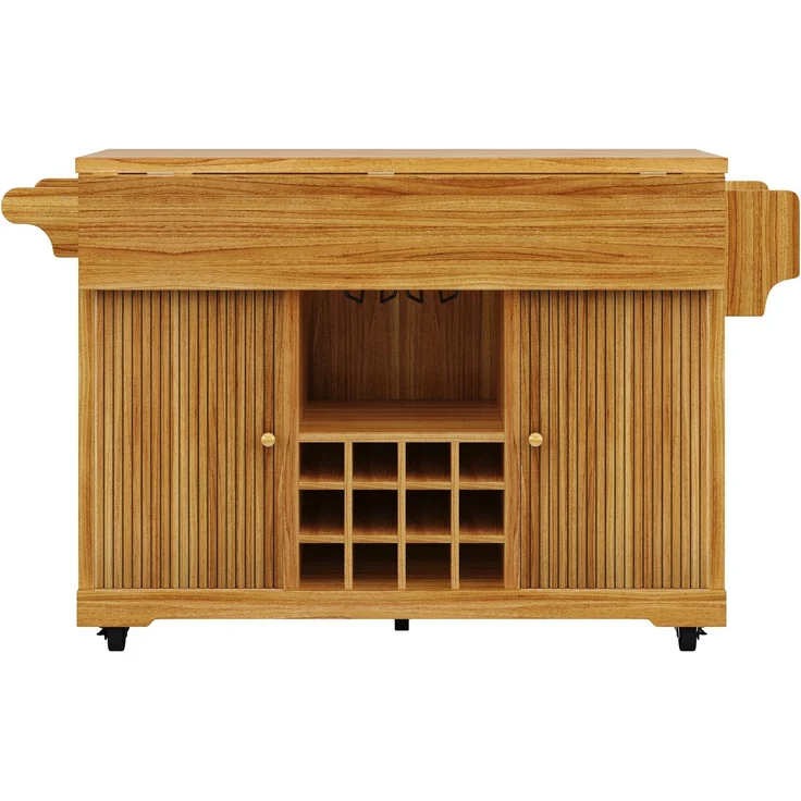 Küchenrollwagen aus MDF mit klappbarer Arbeitsfläche, 142,5x80x95 cm, Dunkelbraun – Bild 4