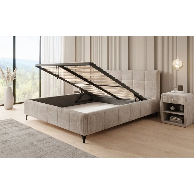 Luxusbetten24 Polsterbett Designer Polsterbett Nelly, in Cord mit Stauraum – Bild 4