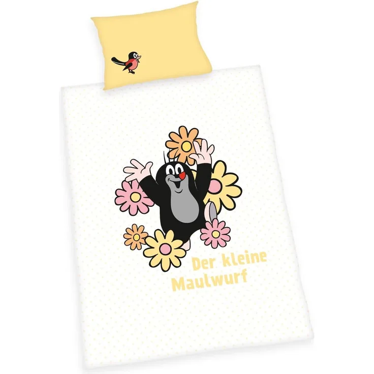 Herding Der kleine Maulwurf Baby Bettwäsche Set 100x135 cm Baumwolle gelb