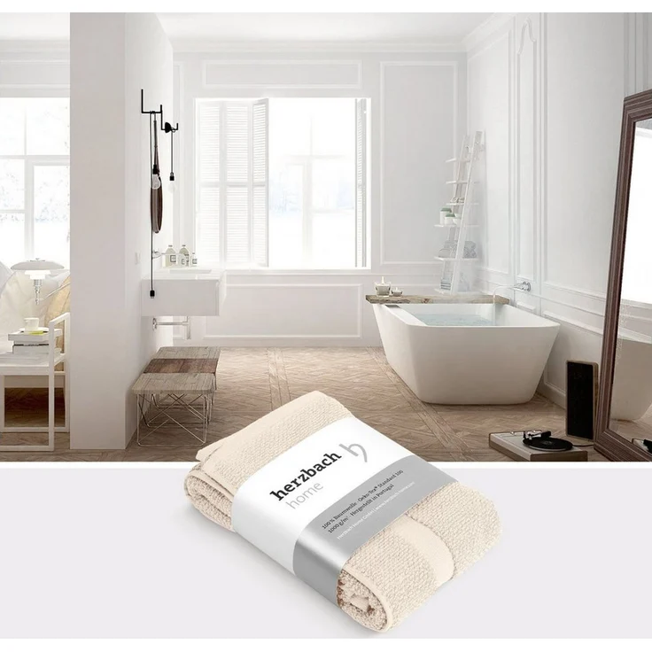 herzbach home Badematte Spa 50x80 cm, Baumwolle, Rechteckig, 1000g/m², Premium-Qualität, 100% Baumwolle, mit Bordüre – Bild 3