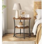 Vasagle Beistelltisch,, 2 Ablagen, einfacher Aufbau, Stahlrahmen, Industrie-Design, vintagebraun-tintenschwarz, 55 x 55 x 55 cm