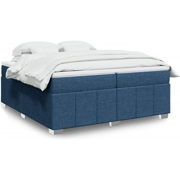 vidaXL Boxspringbett mit Matratze Blau 200x200 cm Stoff 3285504 – Bild 1
