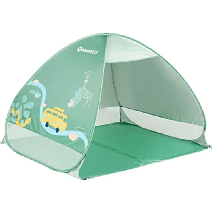 Badabulle Strandmuschel Safari mit UV-Schutz 50+, Strandzelt mit Pop-Up-System, 125 x 100 x 85 cm - Blau