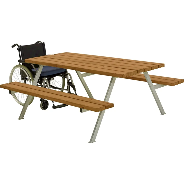 Plus Picknicktisch Alpha Stahl-Holz 177 x 185 x 73 cm teak – Bild 2