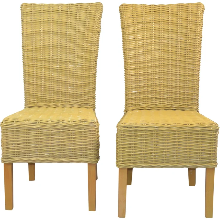 Rattanstühle/Esszimmerstühle im 2er-Set, handgeflochten, beige – Bild 2