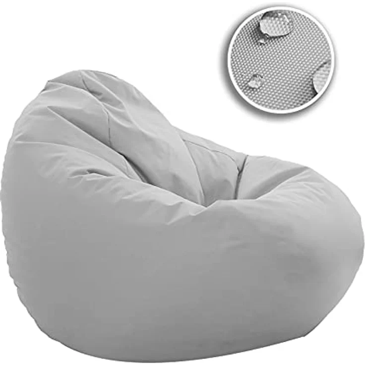 HomeIdeal - Sitzsack XXL Bodenkissen für Erwachsene & Kinder - Geeignet für Gaming oder Entspannen - Indoor wie Outdoor da er Wasserfest ist - mit EPS Perlen, Farbe:Weiß, Größe:XXL – Bild 4