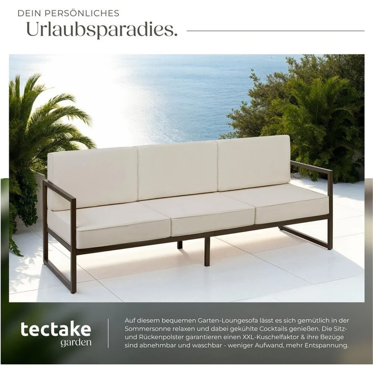 tectake Essgruppe Garten-Loungesofa, (Set, 1-tlg), Pulverbeschichtetes Stahlgestell für maximale Stabilität – Bild 4