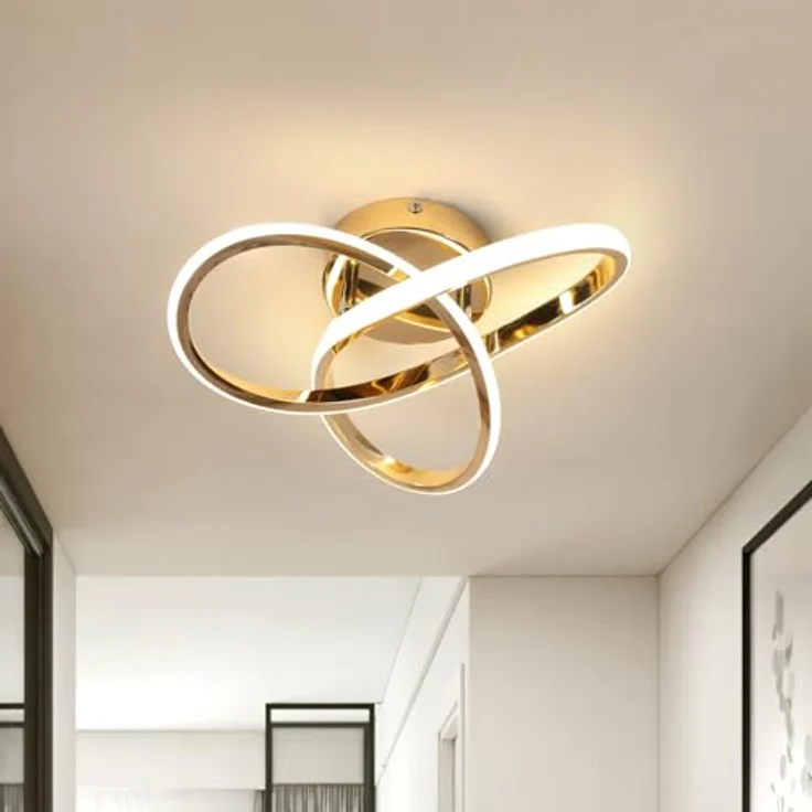 Comely 30W Deckenlampe LED, 3375LM Moderne LED Deckenleuchte, Stilvolles Design Gold Kronleuchter für Schlafzimmer, Wohnzimmer, Küche, Flur, Natürliches Licht 4500K – Bild 7