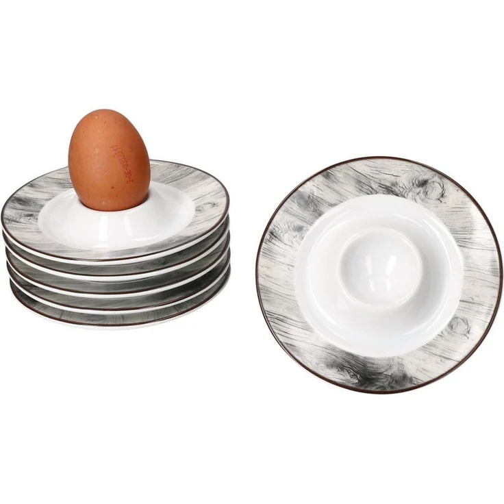 MamboCat Eierbecher 6x Alois Eierbecher mit Ablage weiß Holz-Optik Porzellan 6 Personen – Bild 5
