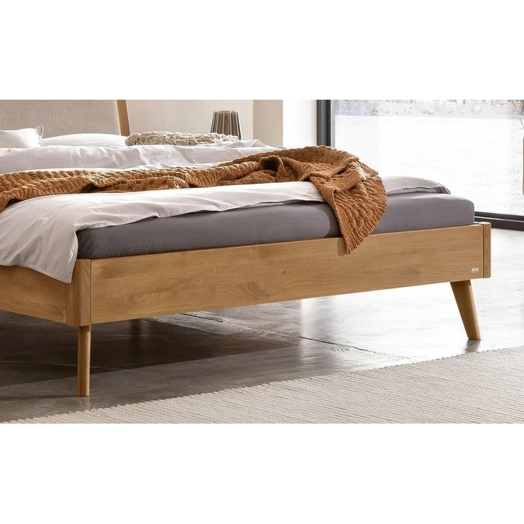 Hasena Massivholzbett Fabro Lounge Wildeiche mit Polster-Kopfteil 140x200 cm, Fußhöhe 25 cm Komforth – Bild 5