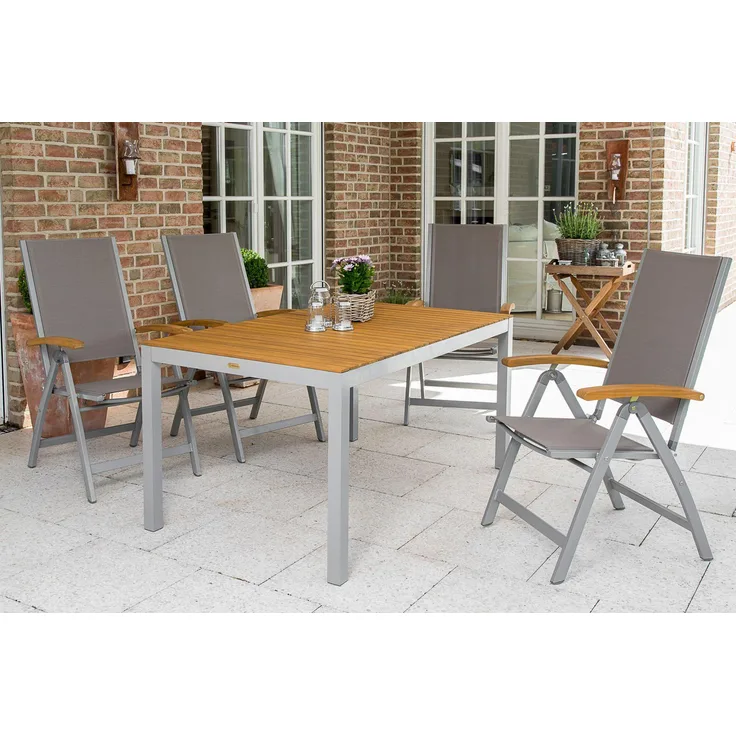 Merxx Naxos Set, 5tlg. 4 Naxos Klappsessel, graue Teilbespannung