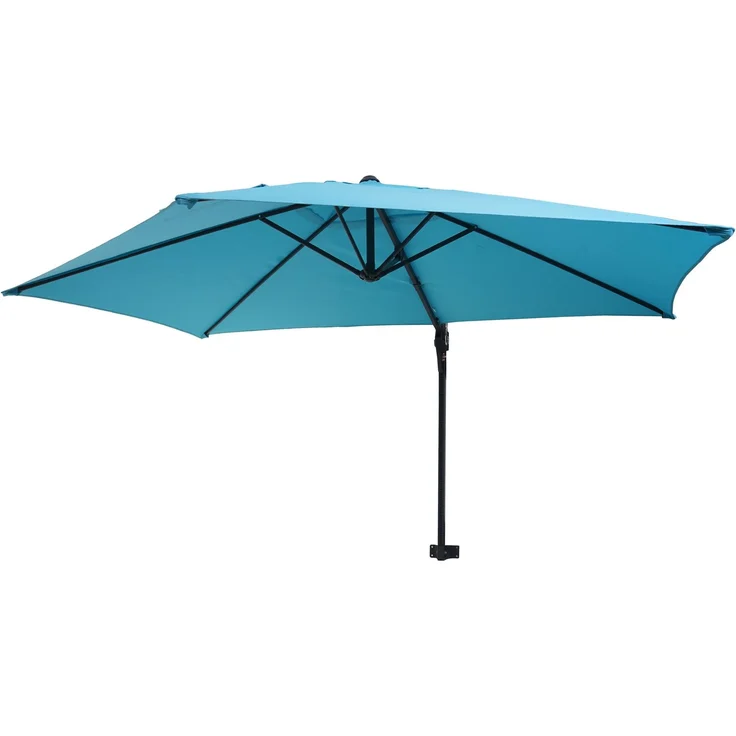 Wandschirm Casoria, Ampelschirm Balkonschirm Sonnenschirm, 3m neigbar, Polyester Alu/Stahl 9kg ~ türkis – Bild 7