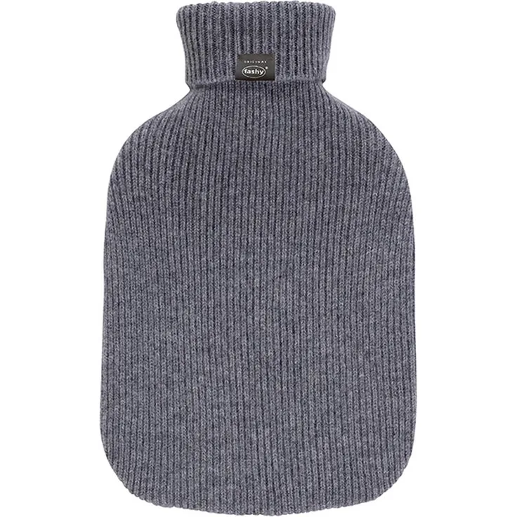 Fashy Wärmflasche Strickbezug aus Kaschmir grau 2 L
