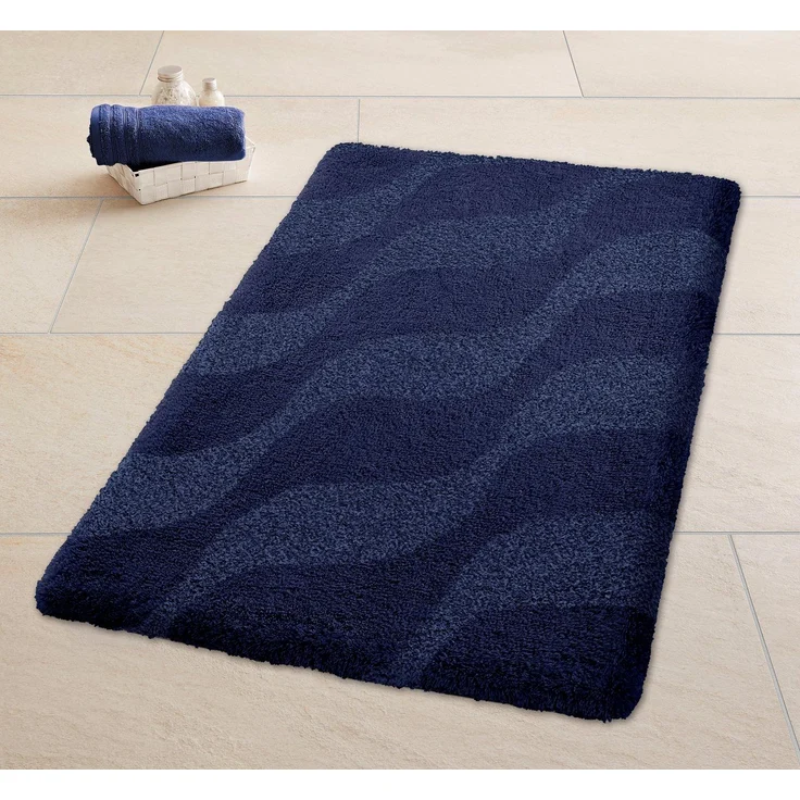 Kleine Wolke Badematte »Onda«, Höhe 15 mm, rutschhemmend beschichtet, fußbodenheizungsgeeignet, Polyacryl, rechteckig, Badteppich, modernes Ton in Ton Wellendesign, flauschig – Bild 1