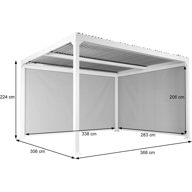 Mendler 'HWC-L41' Pergola mit 2 Seitenwände, Metall weiß, 3x3,7 m – Bild 3