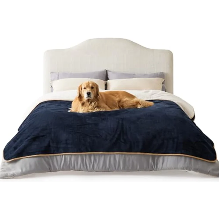 Lesure wasserdichte Hundedecke Grosse Hunde - 229x218 cm waschbar Hundedecke Outdoor, XXL Fleece Sofaschutz Decke groß, Katzendecke flauschig für Couch, Navyblau – Bild 2