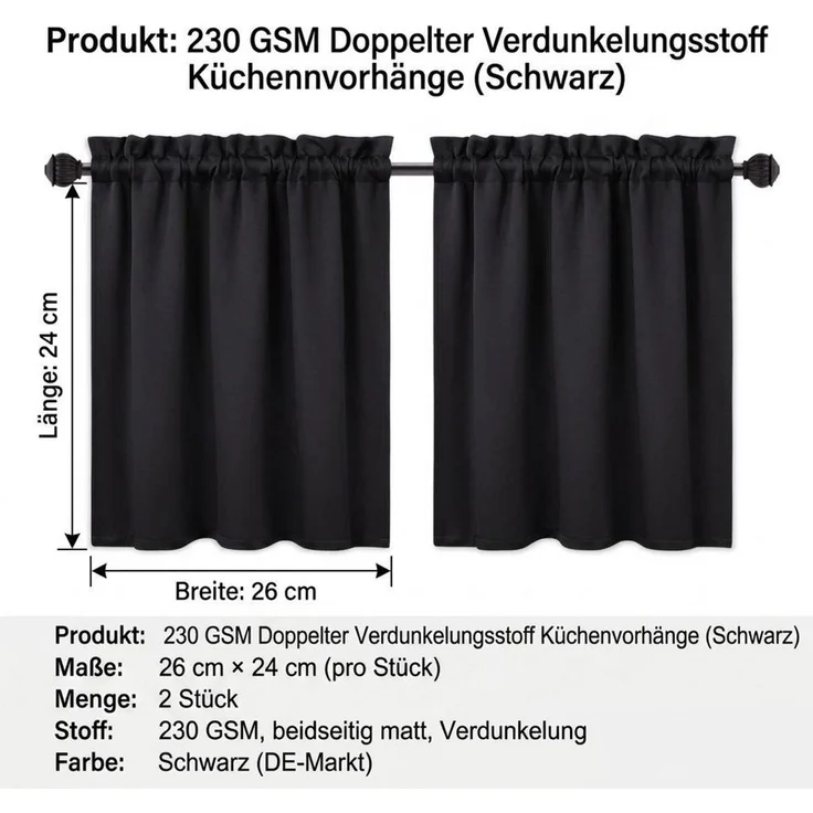 GarveeMore Verdunkelungsvorhang Blickdichte Verdunkelungs‑Valance aus 230GSM Mikrofaser, wärme (2 St), Waschmaschinenfest & farbbeständig für langjährige Nutzung – Bild 2
