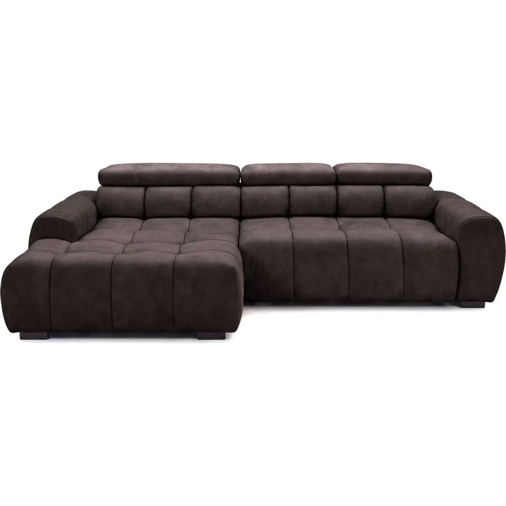 Ecksofa Schlafsofa VELUNIO RELAX in Stoff Salvador Dunkelbraun Ottomane Links – Bild 4